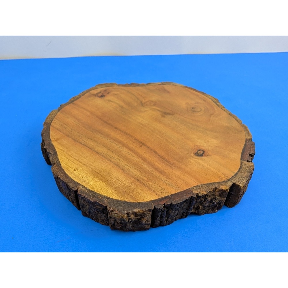 Polished Smooth Wood Slab Natural Rustic with Bark 8" Cutting Board